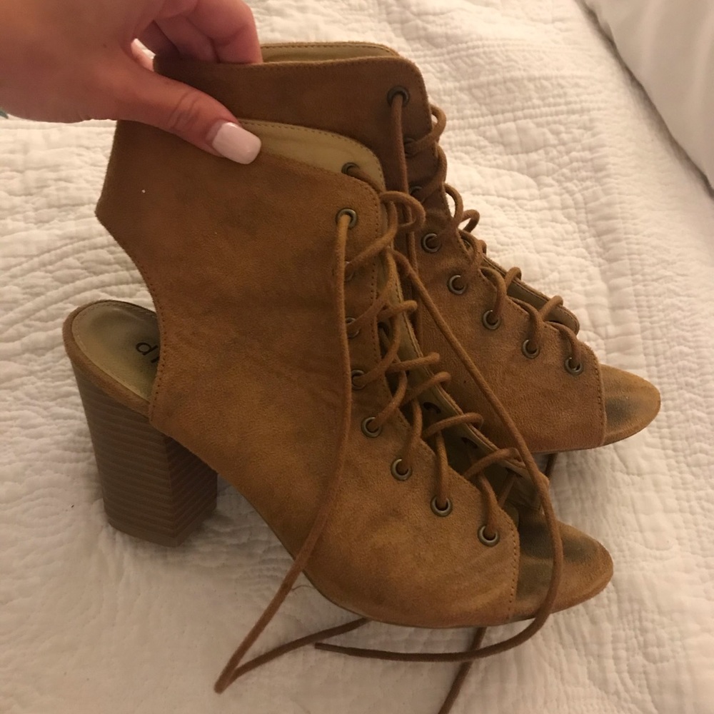 brown lace up heels